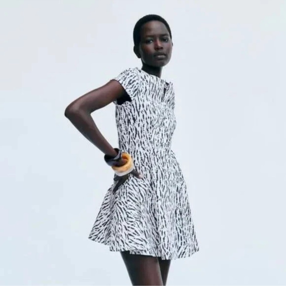 Zara Black & White Print Dress - Size M